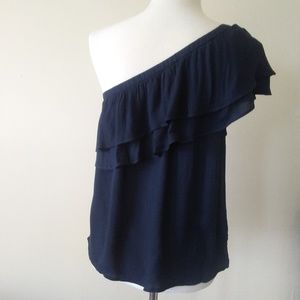 On The Road Bryanna One Shoulder Ruffle Shirt